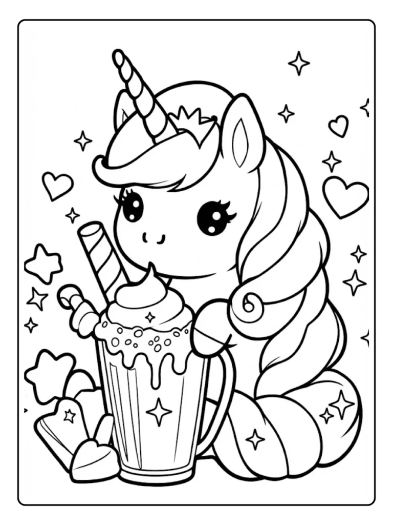 Kleurplaat Eenhoorn Schattig