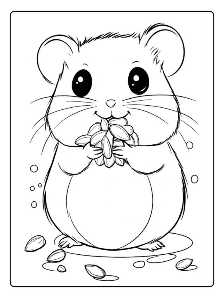Kleurplaat Hamster Schattig
