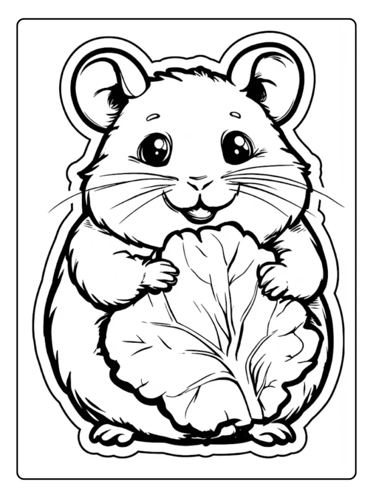 Kleurplaat Hamster Schattig