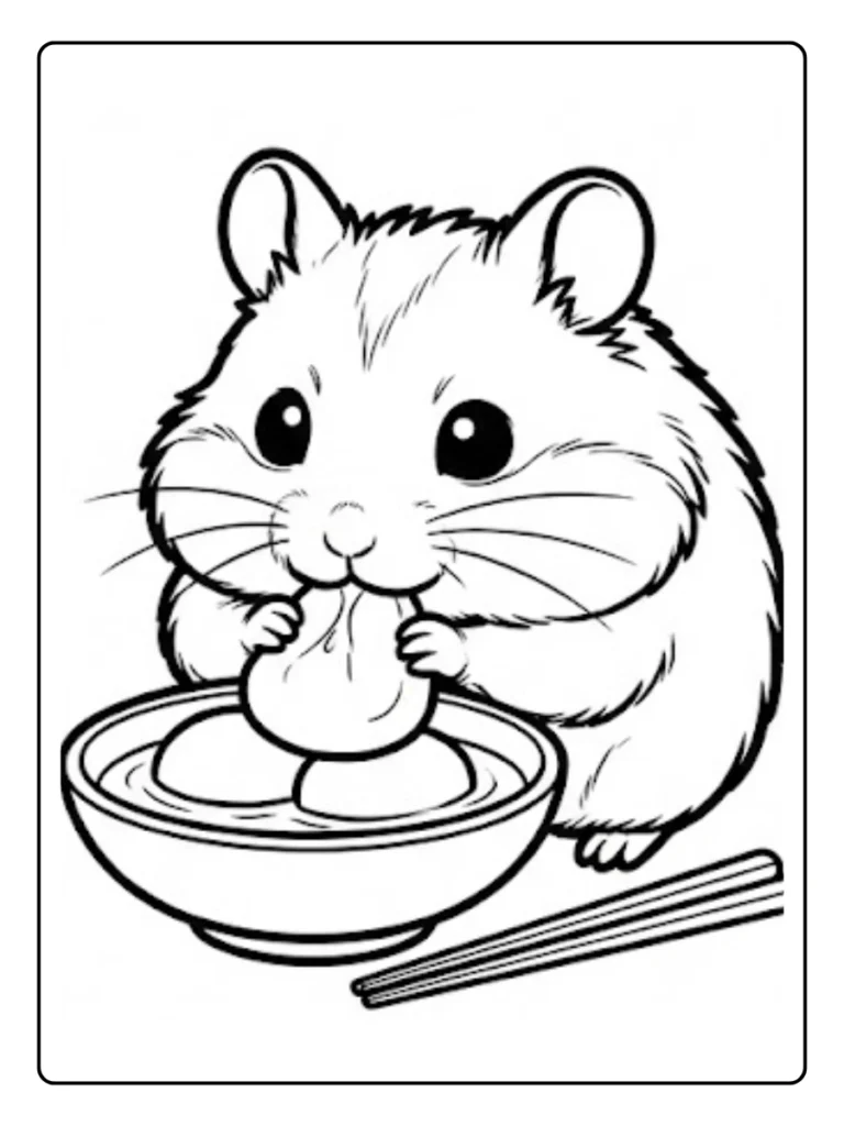 Kleurplaat Hamster Schattig