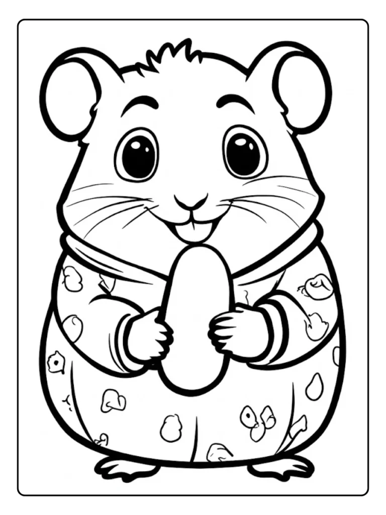Kleurplaat Hamster Schattig