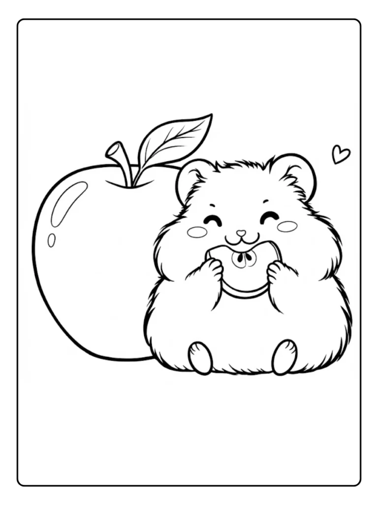 Kleurplaat Hamster Schattig