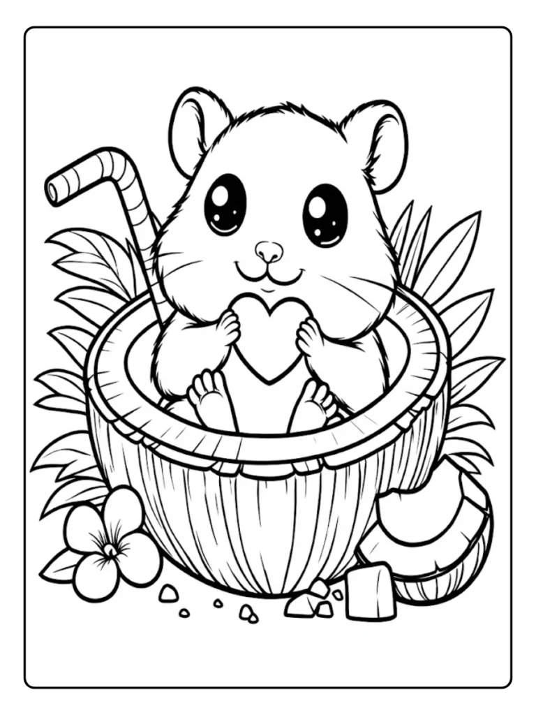 Kleurplaat Hamster Schattig