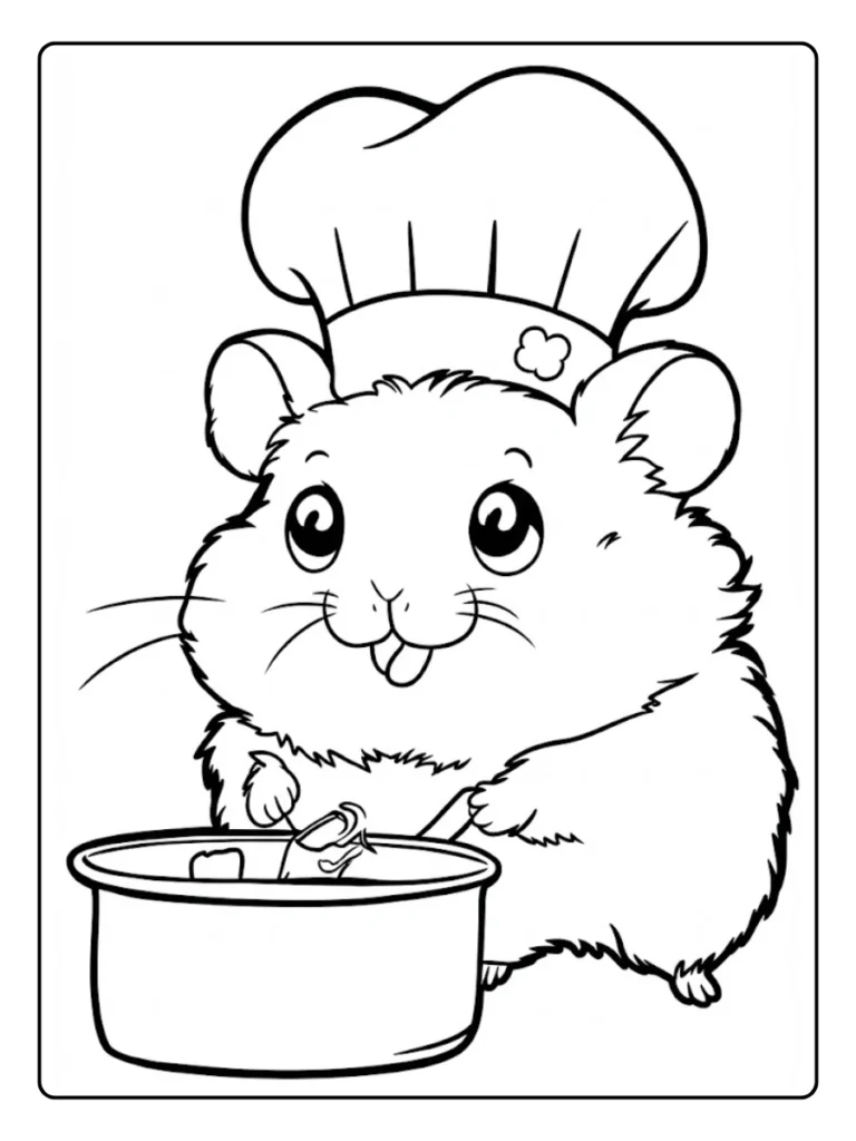 Kleurplaat Hamster Schattig