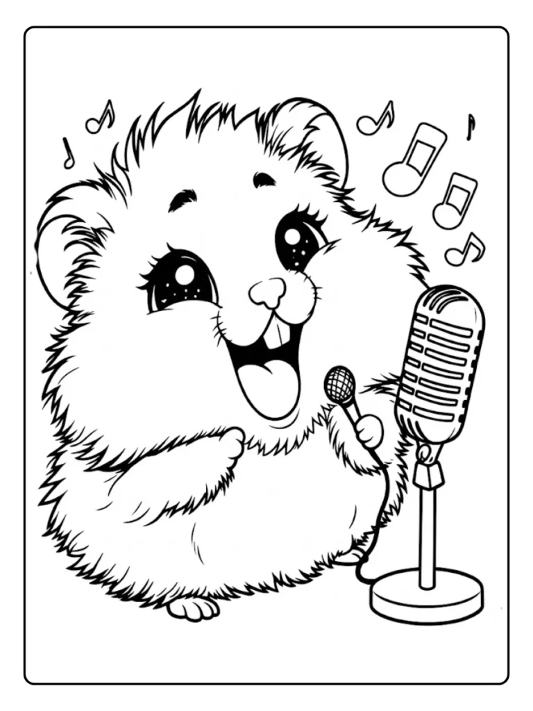 Kleurplaat Hamster Schattig