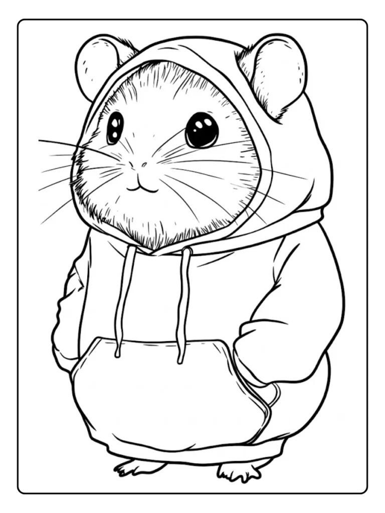Kleurplaat Hamster Schattig