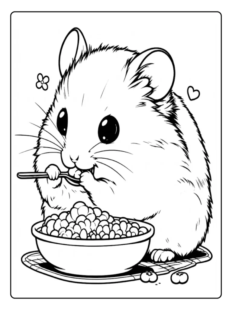 Kleurplaat Hamster Schattig