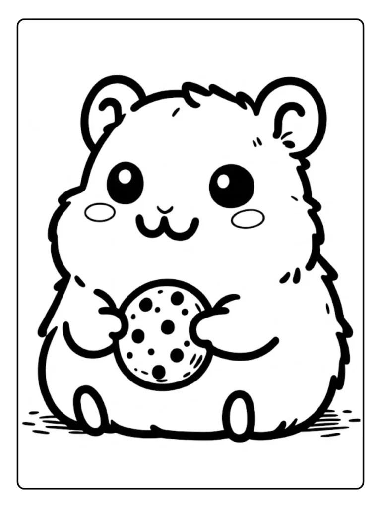 Kleurplaat Hamster Schattig
