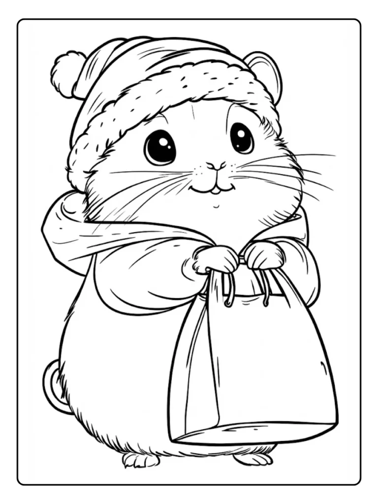 Kleurplaat Hamster Schattig