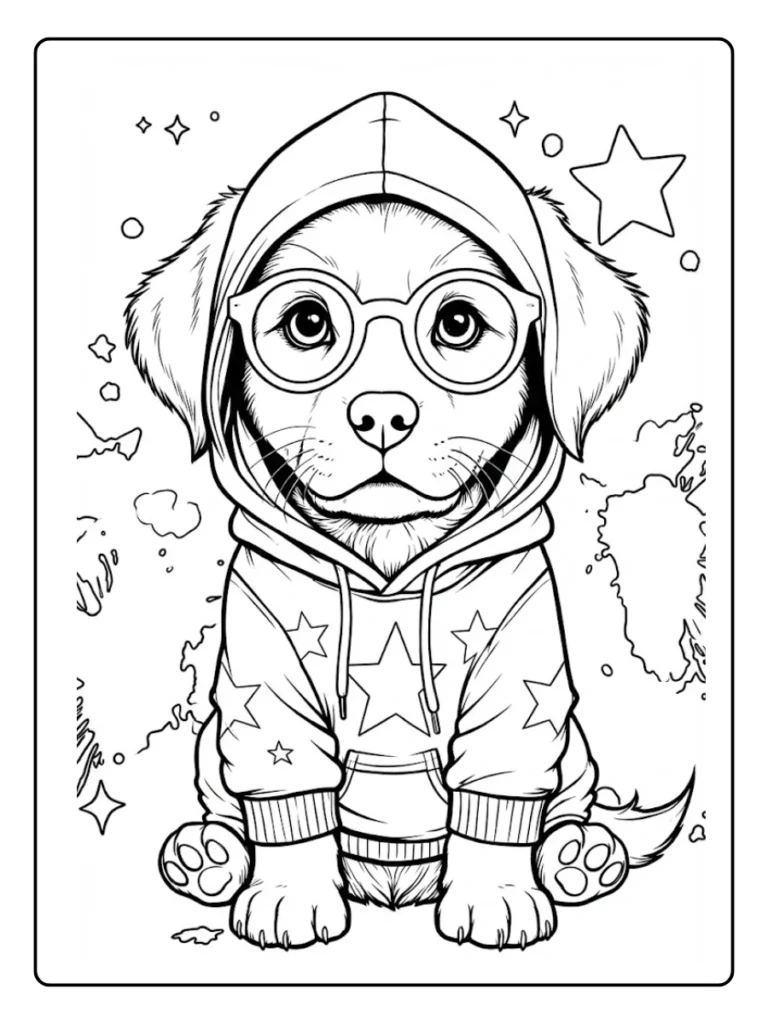 Kleurplaat Hond Schattig