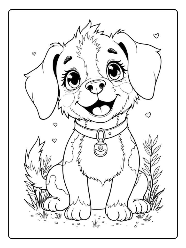 Kleurplaat Hond Schattig