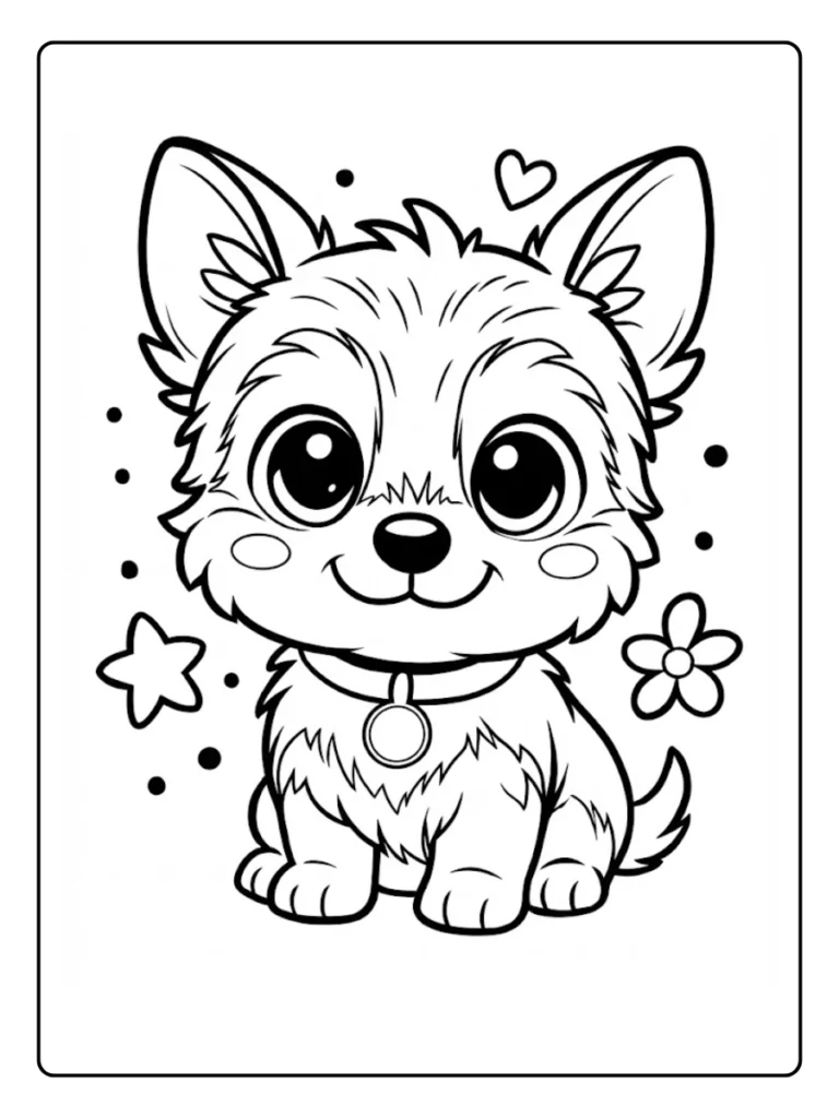 Kleurplaat Hond Schattig