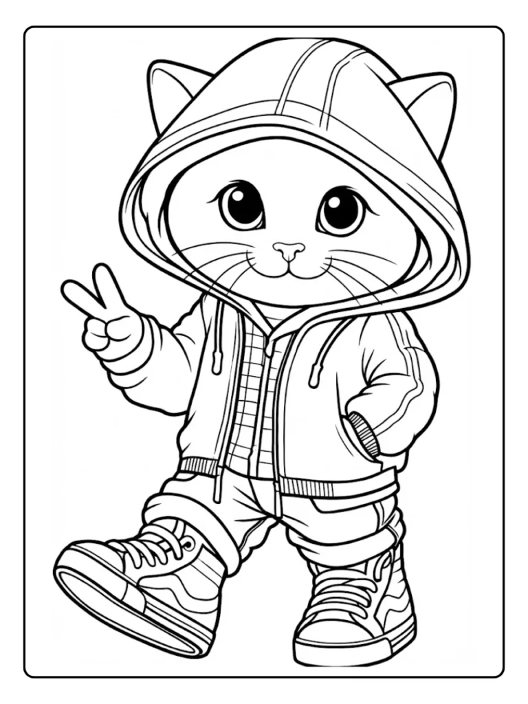 Kleurplaat Kitten Schattig