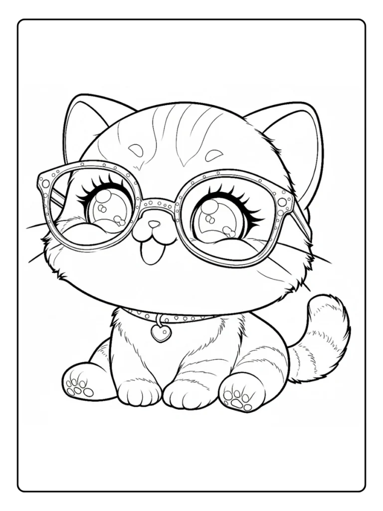 Kleurplaat Kitten Schattig