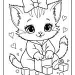 Kleurplaat Kitten Schattig