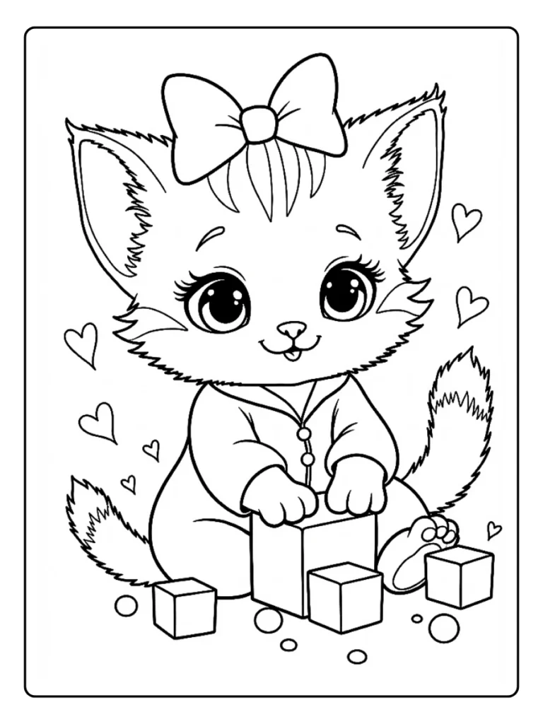 Kleurplaat Kitten Schattig