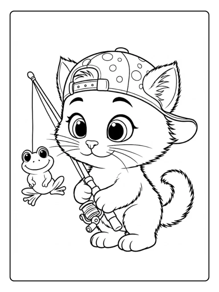 Kleurplaat Kitten Schattig