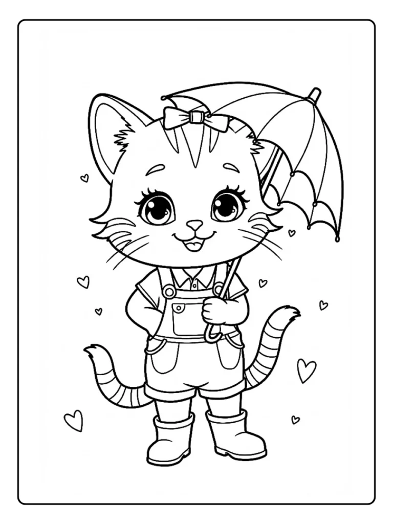 Kleurplaat Kitten Schattig