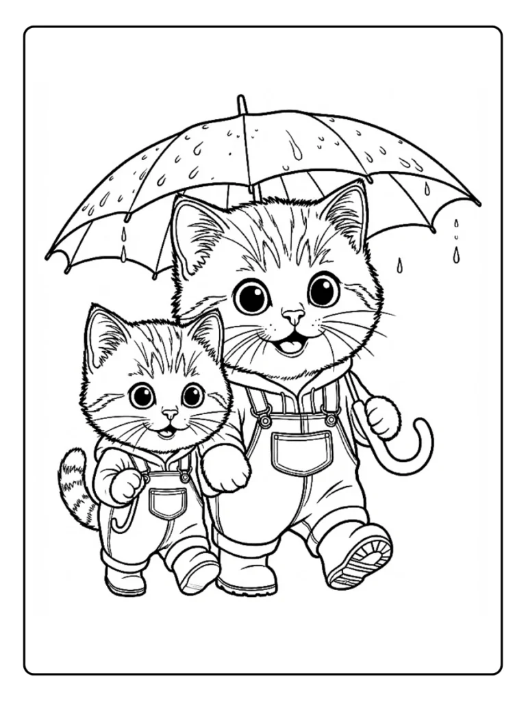 Kleurplaat Kitten Schattig