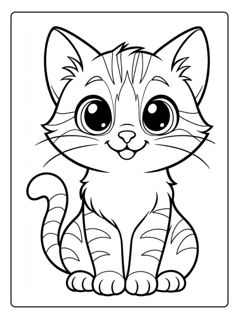 Kleurplaat Kitten Schattig