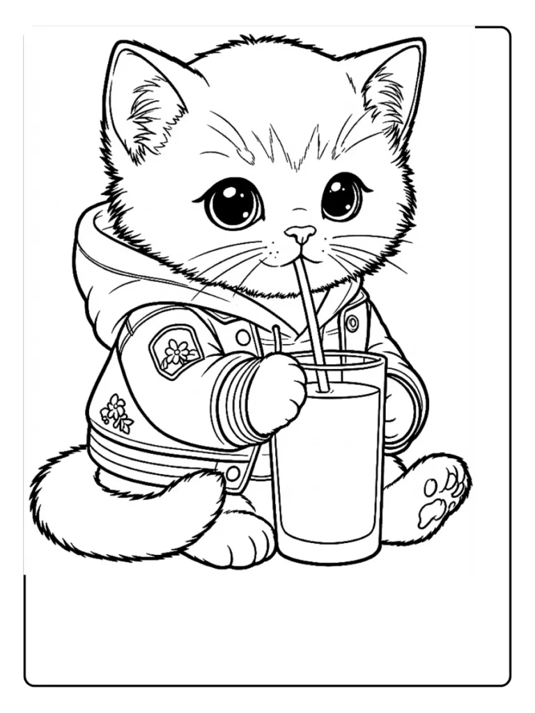 Kleurplaat Kitten Schattig