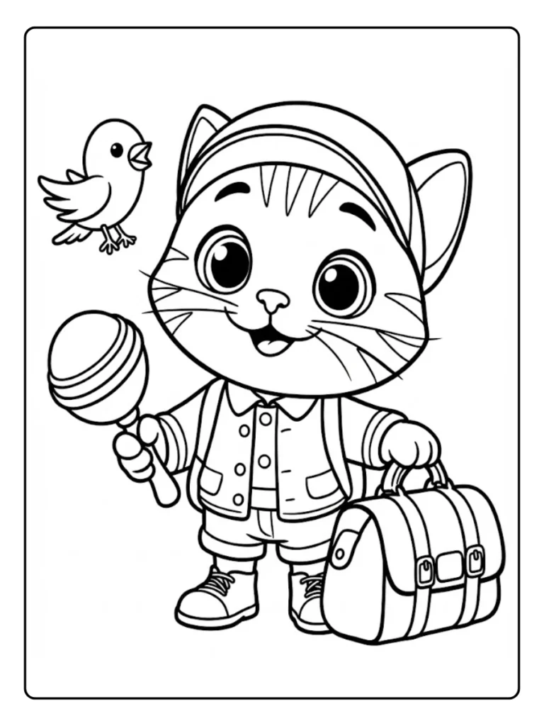 Kleurplaat Kitten Schattig