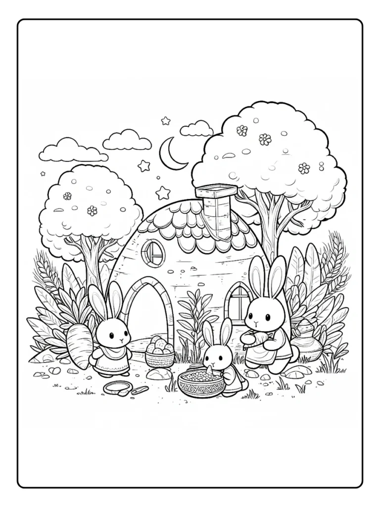 Kleurplaat Konijn Schattig