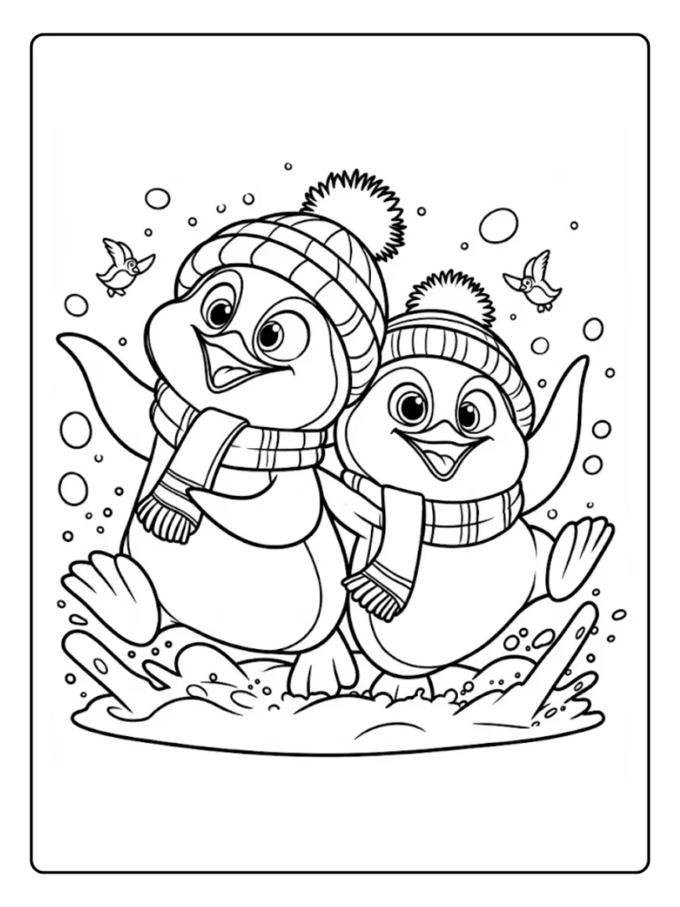 Kleurplaat Pinguin Schattig