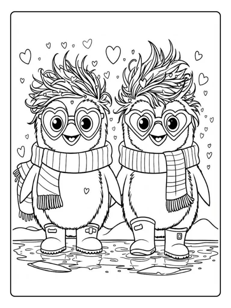 Kleurplaat Pinguin Schattig