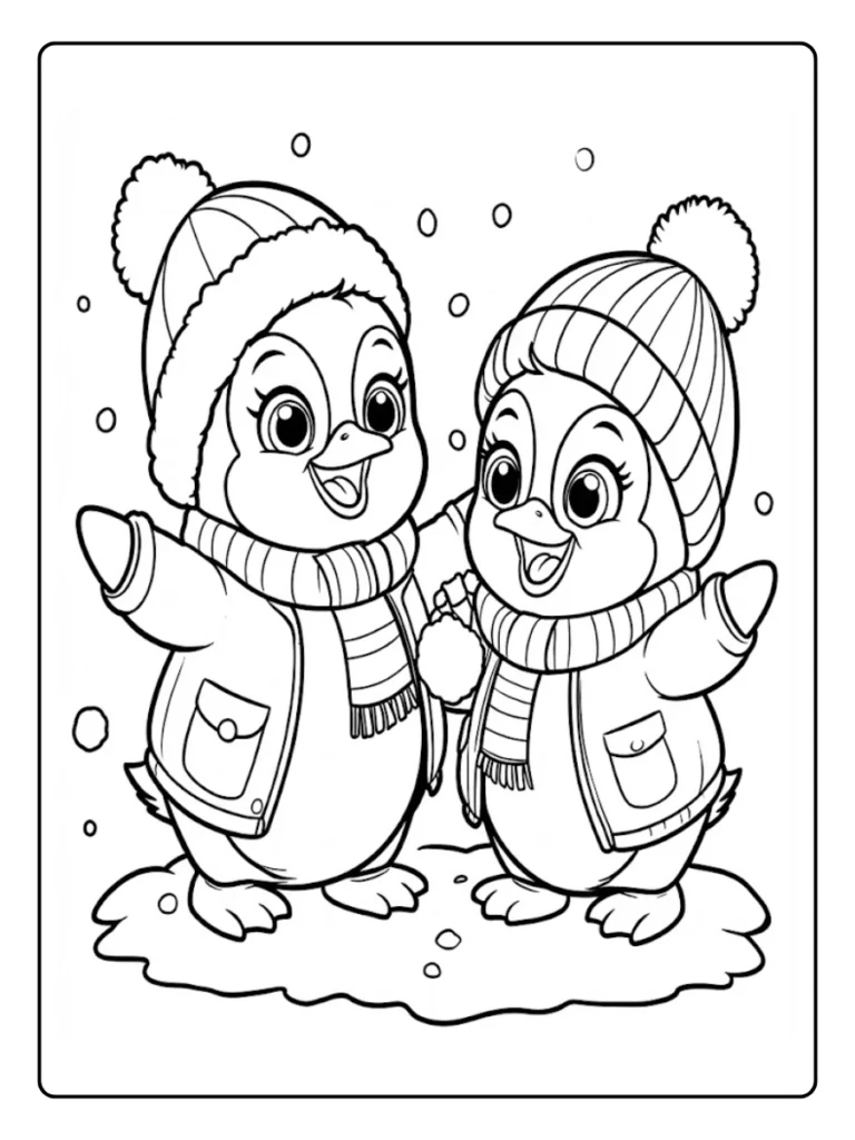 Kleurplaat Pinguin Schattig