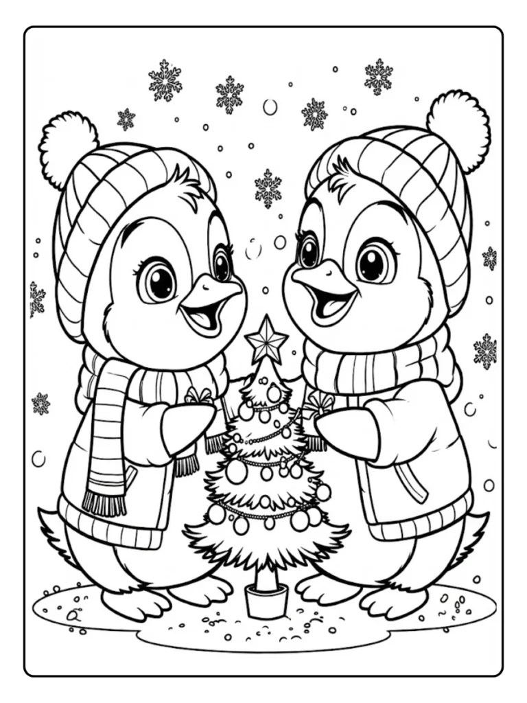 Kleurplaat Pinguin Schattig