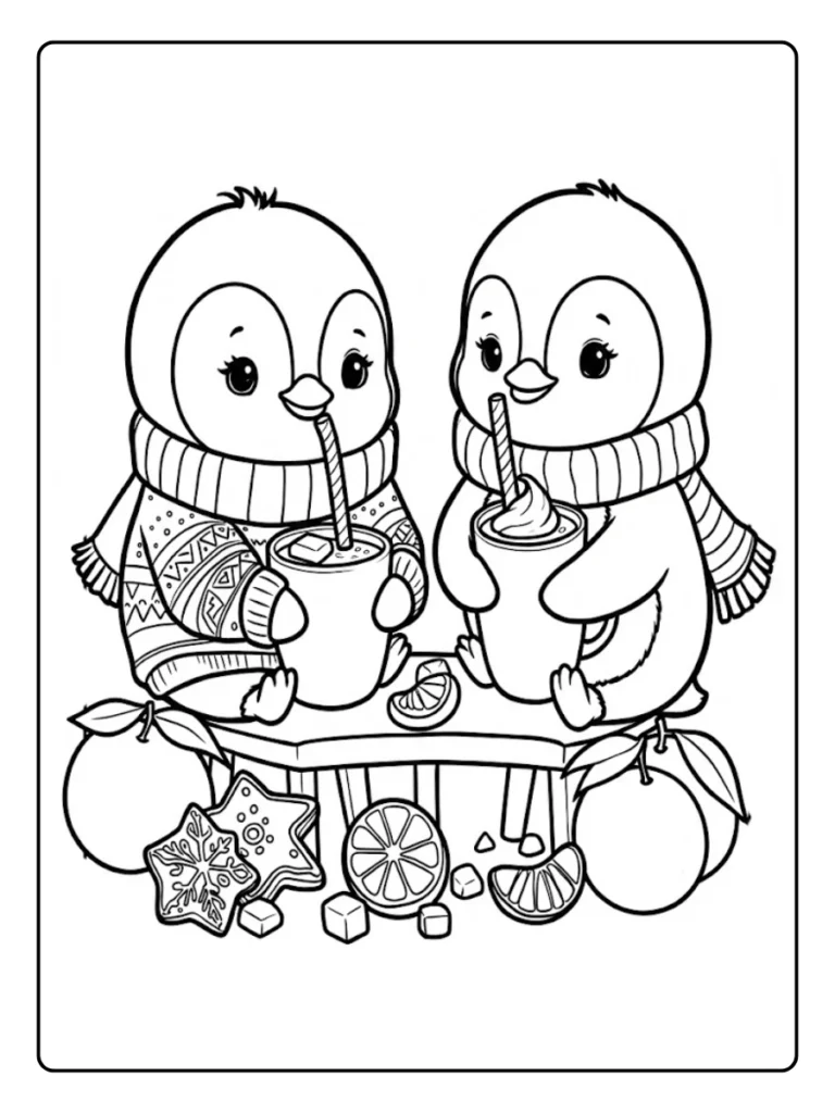 Kleurplaat Pinguin Schattig