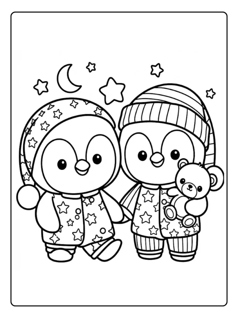 Kleurplaat Pinguin Schattig