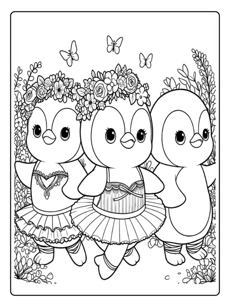 Kleurplaat Pinguin Schattig