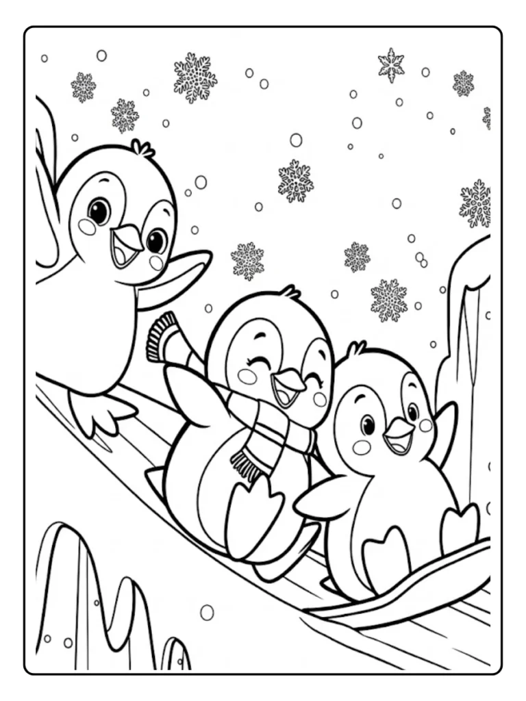 Kleurplaat Pinguin Schattig