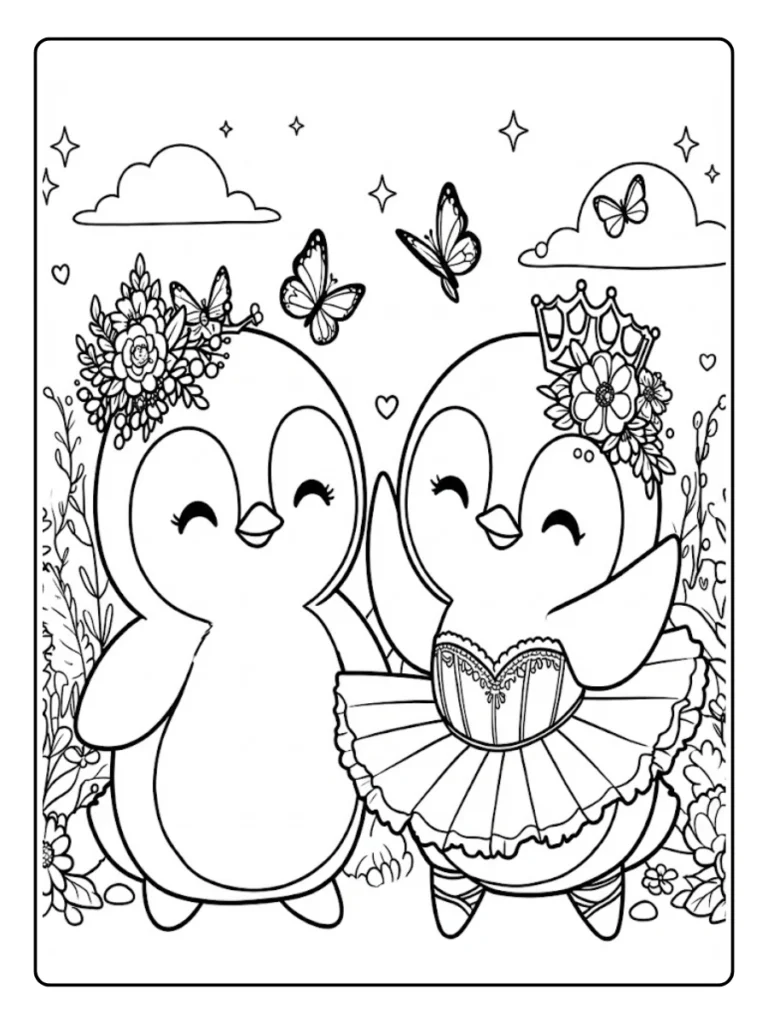 Kleurplaat Pinguin Schattig