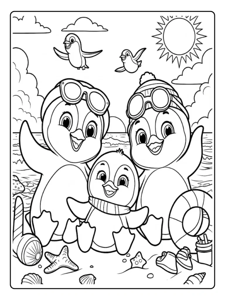 Kleurplaat Pinguin Schattig