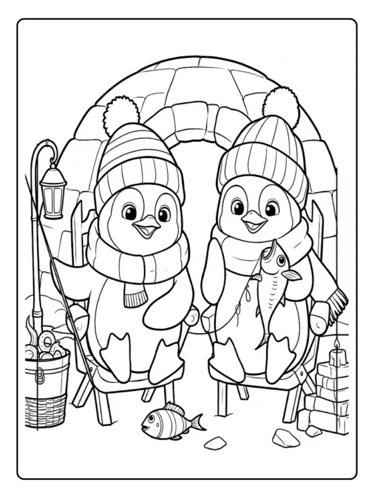 Kleurplaat Pinguin Schattig