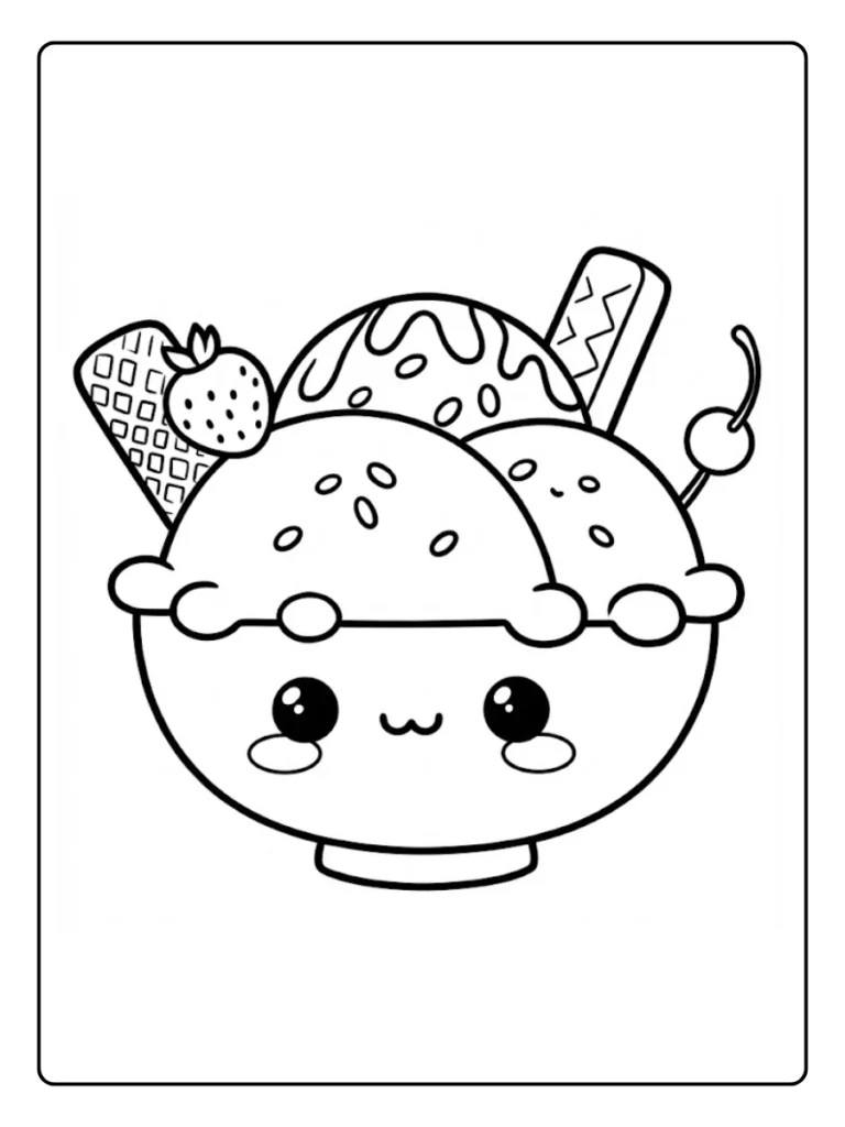 Kleurplaat Schattig Eten