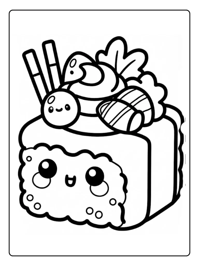 Kleurplaat Schattig Eten