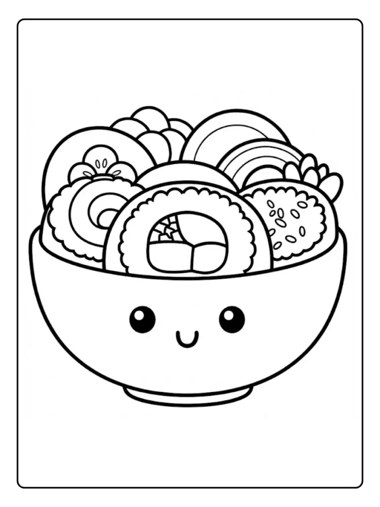 Kleurplaat Schattig Eten