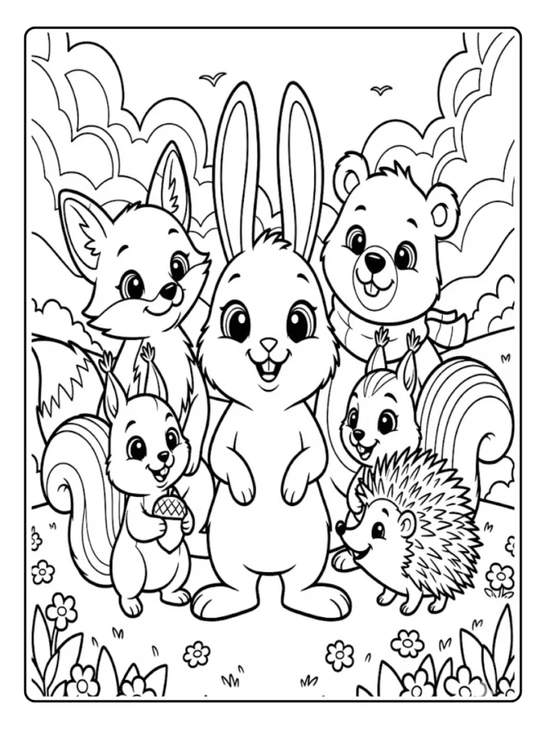 Kleurplaat Schattige Dieren