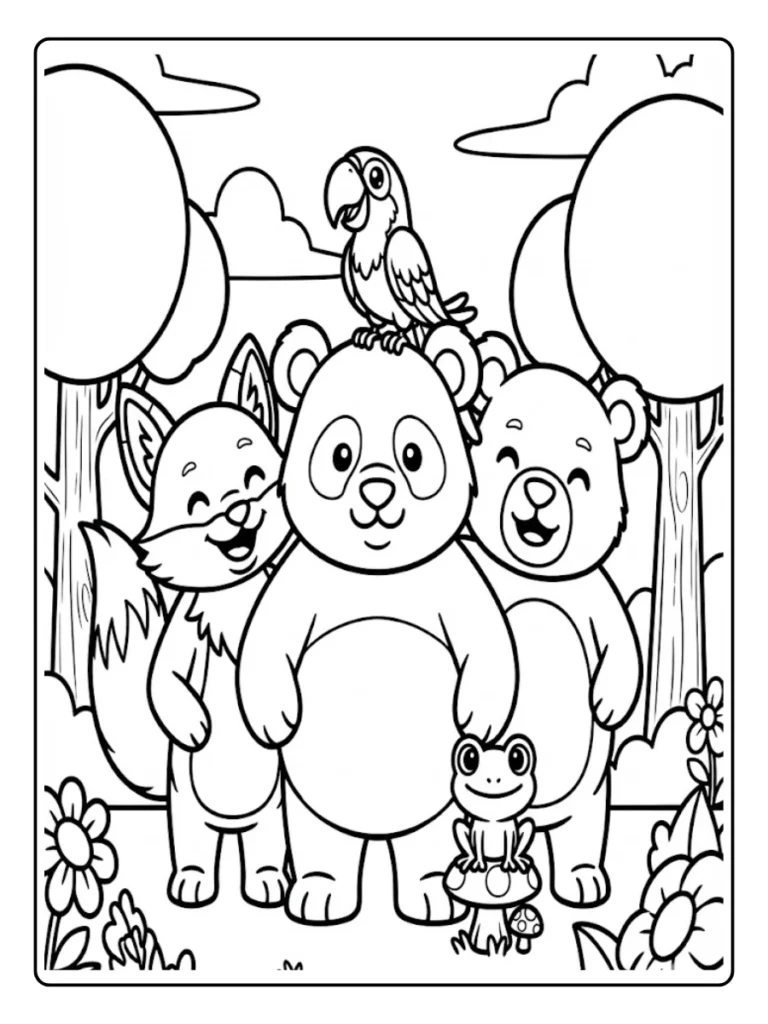 Kleurplaat Schattige Dieren