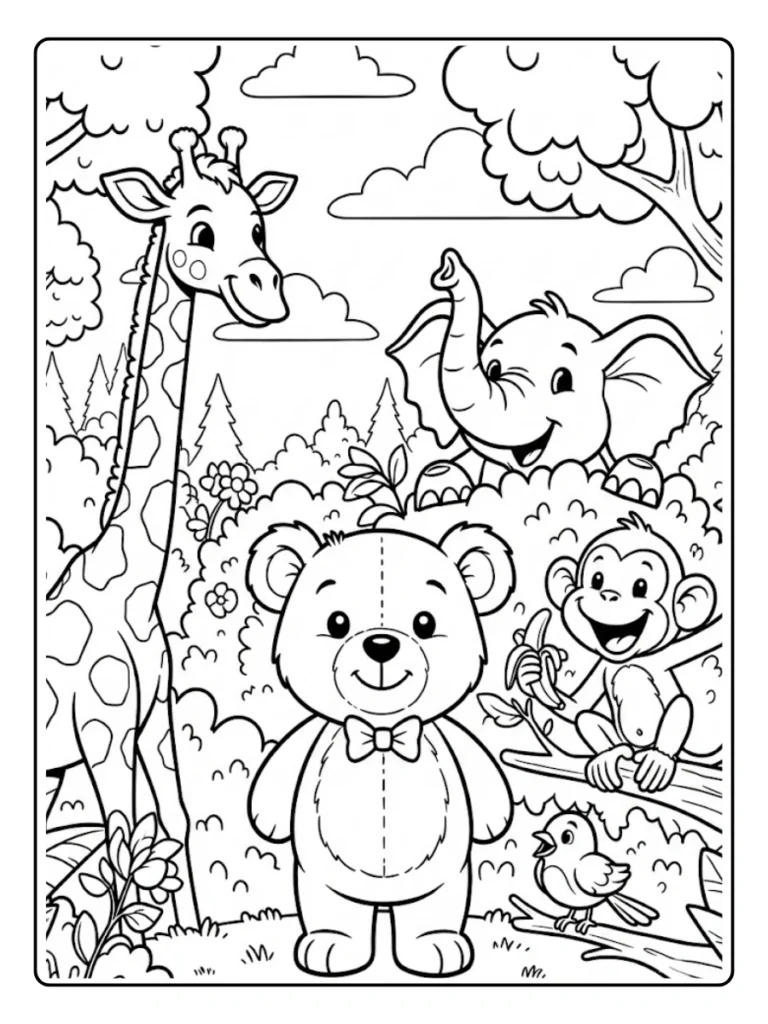 Kleurplaat Schattige Dieren