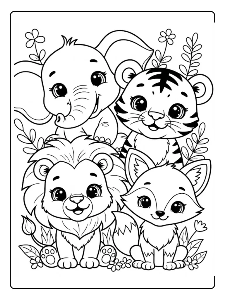 Kleurplaat Schattige Dieren