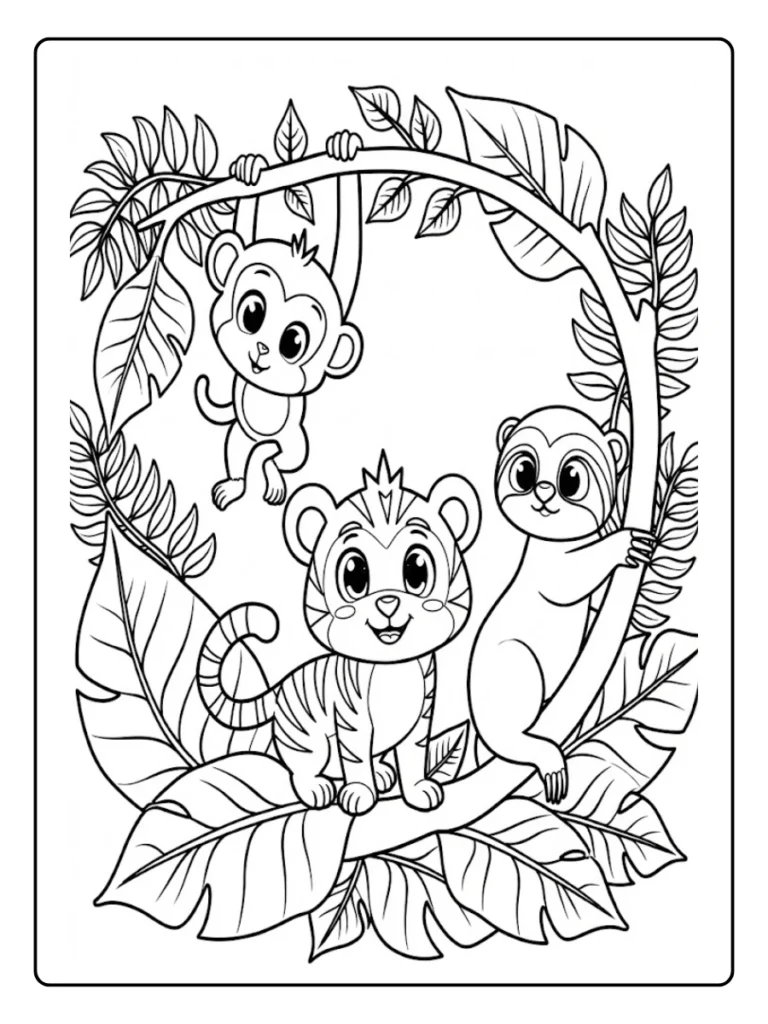 Kleurplaat Schattige Dieren