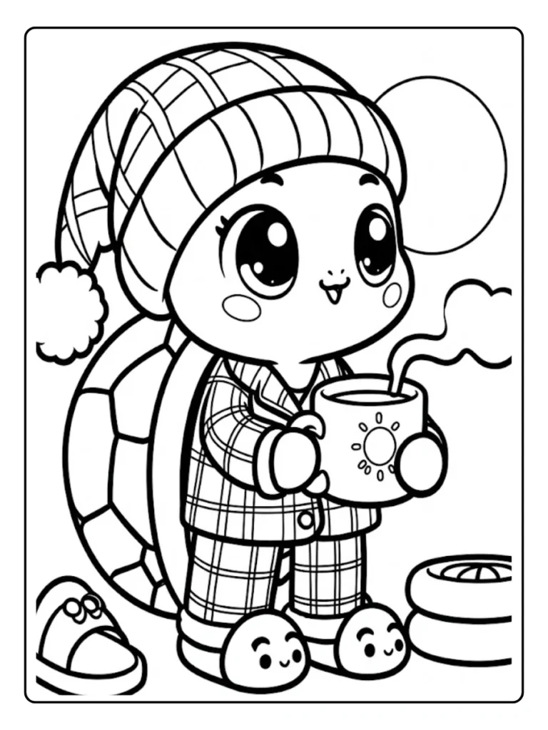 Kleurplaat Schildpad Schattig