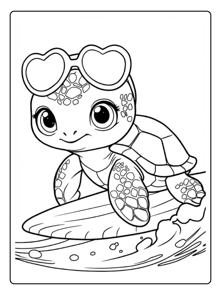 Kleurplaat Schildpad Schattig