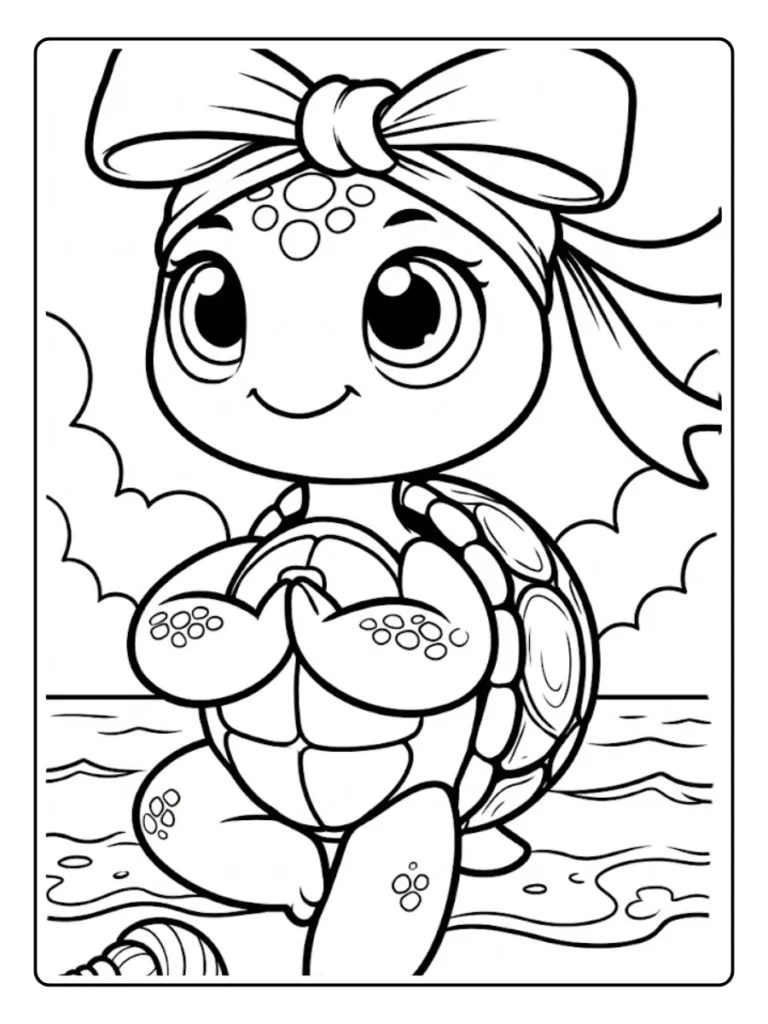 Kleurplaat Schildpad Schattig