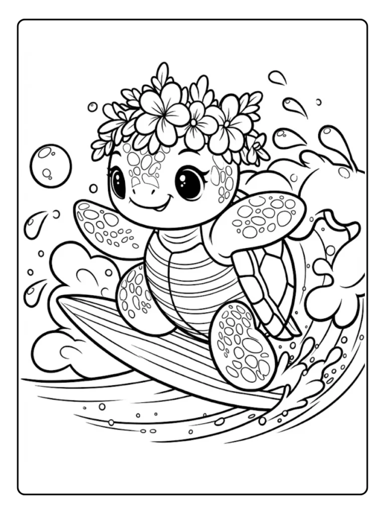 Kleurplaat Schildpad Schattig